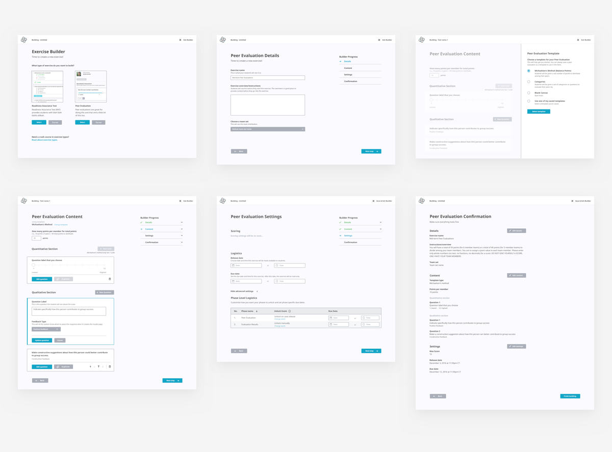 Mockups of Builder Process